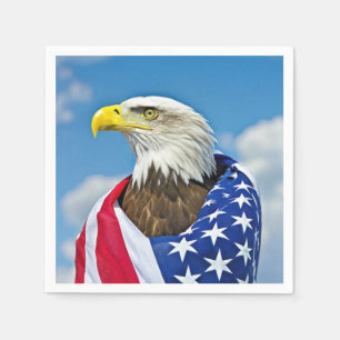American Flag With Bald Eagle Napkin