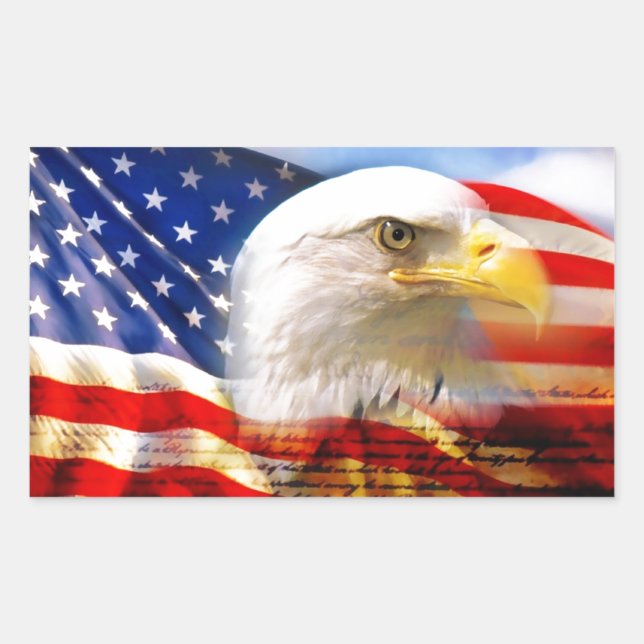 American Flag with Bald Eagle Sticker (Front)