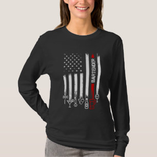American Flag with Bartender for women men father T-Shirt
