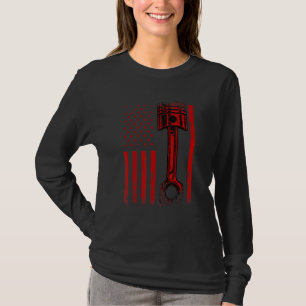 American Flag With Car Engine Piston Graphic Des T-Shirt