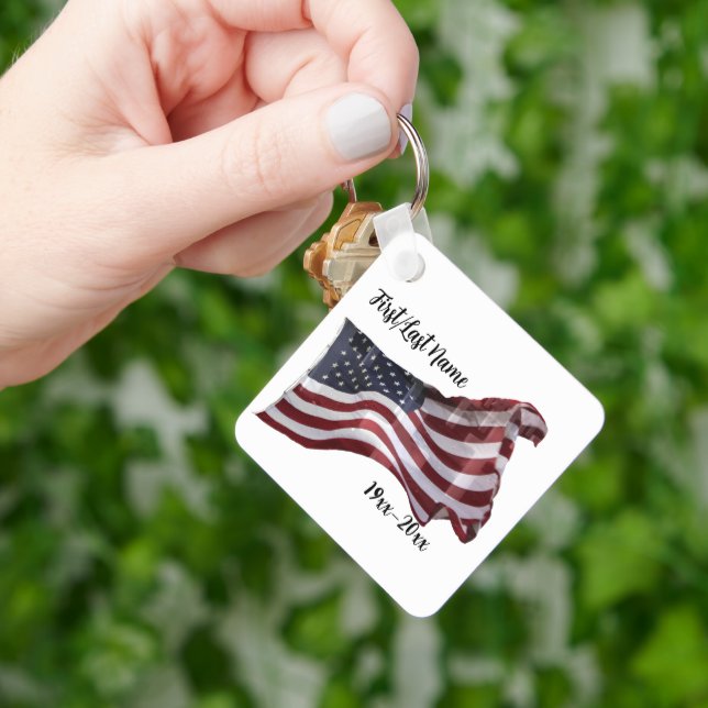 American Flag with Crosses Keychain (Hand)