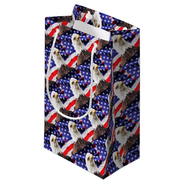 American Flag with Eagle Small Gift Bag (Front Angled)