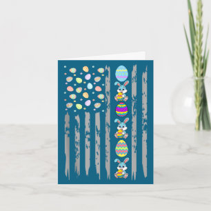 American flag with easter eggs & bunny for card
