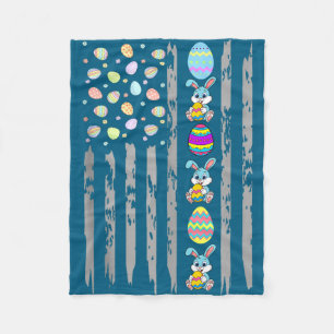American flag with easter eggs &amp; bunny for fleece blanket