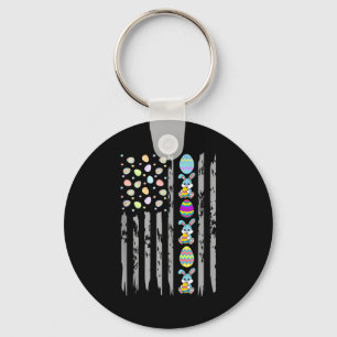 American flag with easter eggs & bunny for keychain