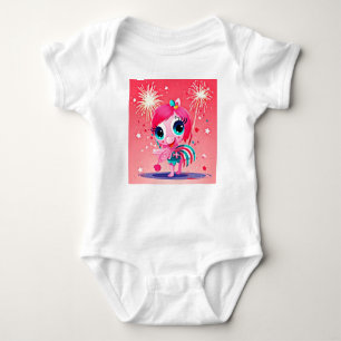American Flag with Flamingo Cartoon-69217 Baby Bodysuit