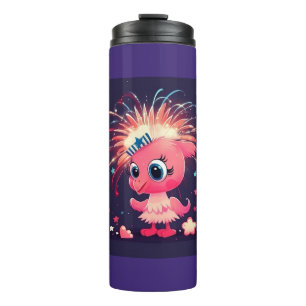 American Flag with Flamingo Cartoon-69218 Thermal Tumbler