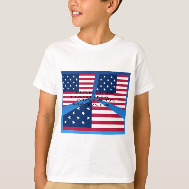 American Flag with Hakuna Matata: Patriotic Design T-Shirt (Front)