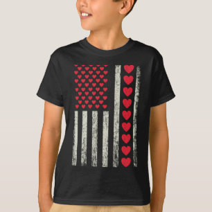 American Flag With Hearts Valentine S Day T-Shirt