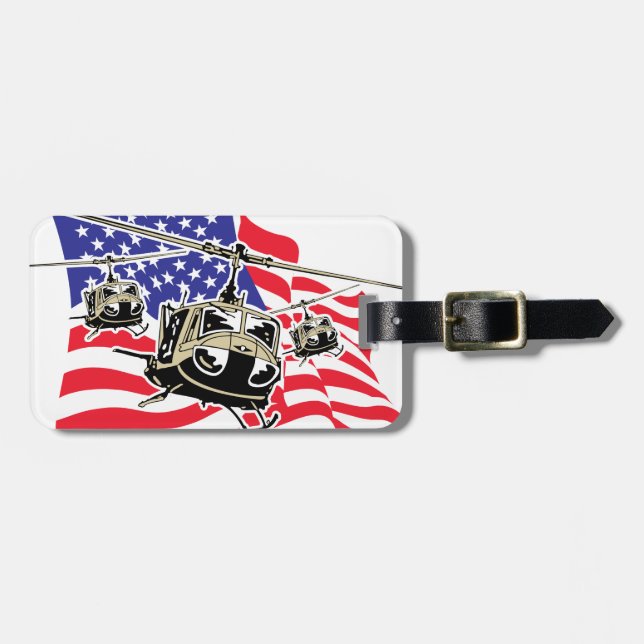 American Flag with Helicopters Luggage Tag (Front Horizontal)
