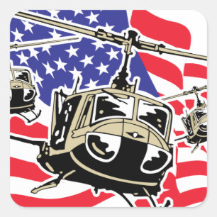 American Flag with Helicopters Square Sticker