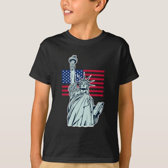 American Flag with Lady Liberty    T-Shirt (Front)