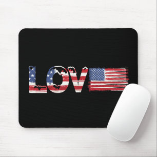 American Flag with Love Text Mouse Pad
