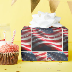 American Flag With Musical Notes Wrapping Paper