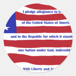 American flag with Pledge on stripes Classic Round Sticker