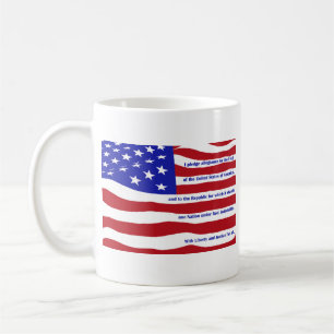 American flag with Pledge on stripes Coffee Mug