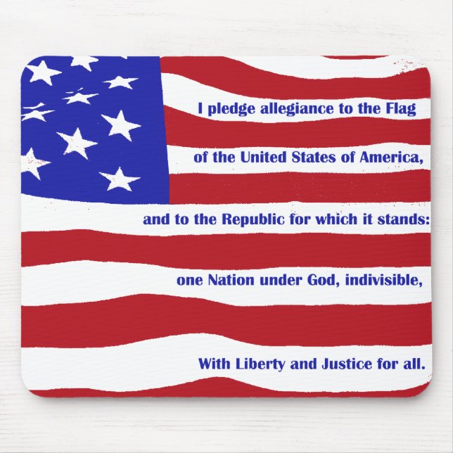 American flag with Pledge on stripes Mouse Pad (Front)