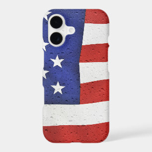American flag with raindrops