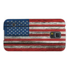 American Flag with Rough Wood Grain Effect
