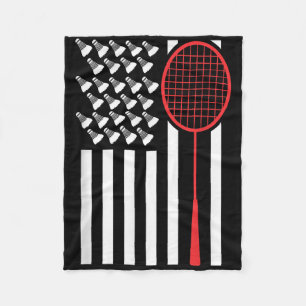 American Flag With Shuttles Funny Badminton T Shir Fleece Blanket