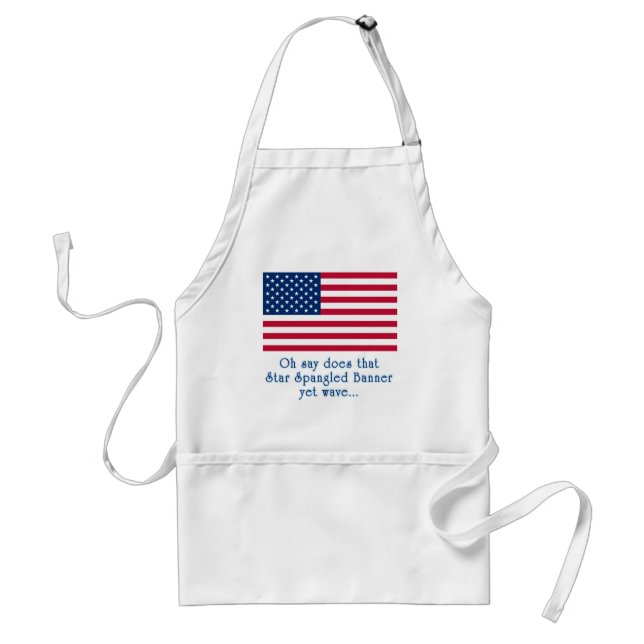 American Flag with Star Spangled Banner Quote Standard Apron (Front)