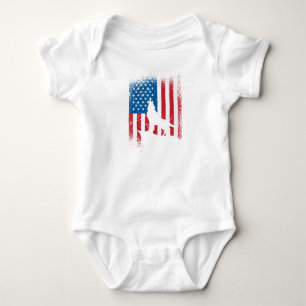 American flag wolf design for wolf lovers  baby bodysuit