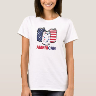American Flag Women USA Star Stripes Fourth July T-Shirt