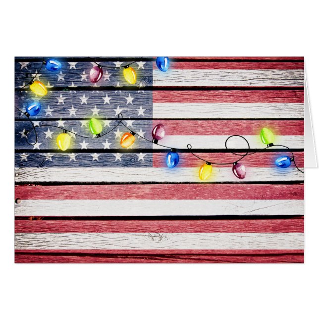 American Flag Wood Image Noël (Devant horizontal)