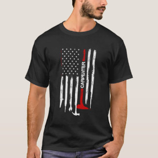 American Flag Woodworking Gift Carpenter Wood Work T-Shirt