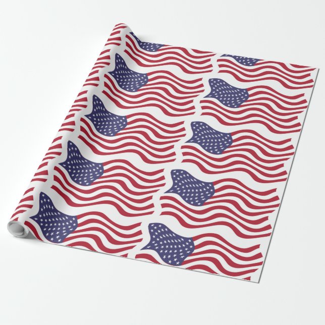 AMERICAN FLAG WRAPPING PAPER (Unrolled)