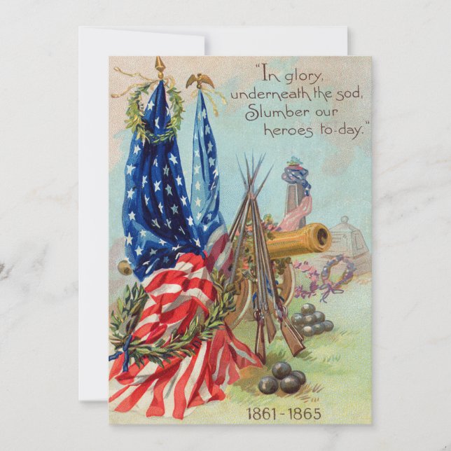 American Flag Wreath Civil War Memorial Invitation (Front)