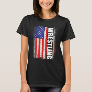 American Flag Wrestler Player Wrestling  Patriotic T-Shirt