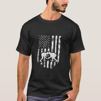 American Flag Wrestling TShirt Distressed Wrestle