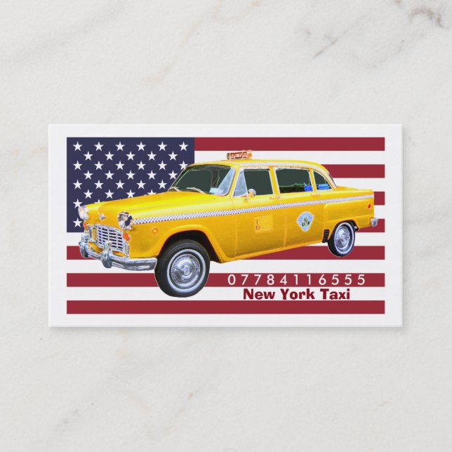 American Flag Yellow Taxi Cab Business Card (Front)