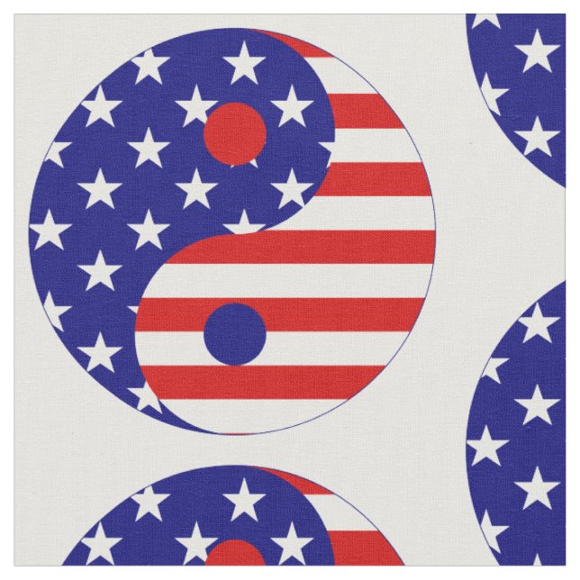 american flag yin yang usa fabric (Close Up)