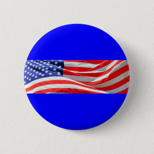 American Flag, you can add text and upload photos 2 Inch Round Button