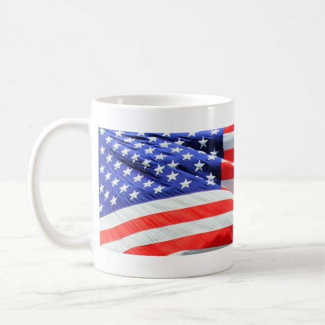 American Flag, you can add text and upload photos Coffee Mug (Left)