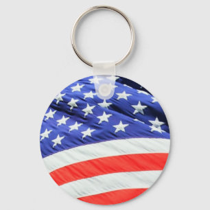 American Flag, you can add text and upload photos Keychain