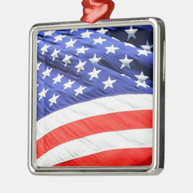 American Flag, you can add text and upload photos Metal Ornament (Left)