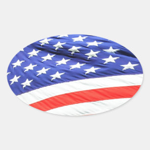 American Flag, you can add text and upload photos Oval Sticker