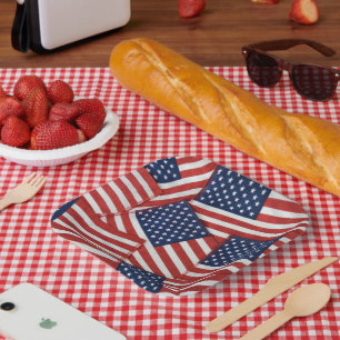 American Flags 4th of July Paper Plate