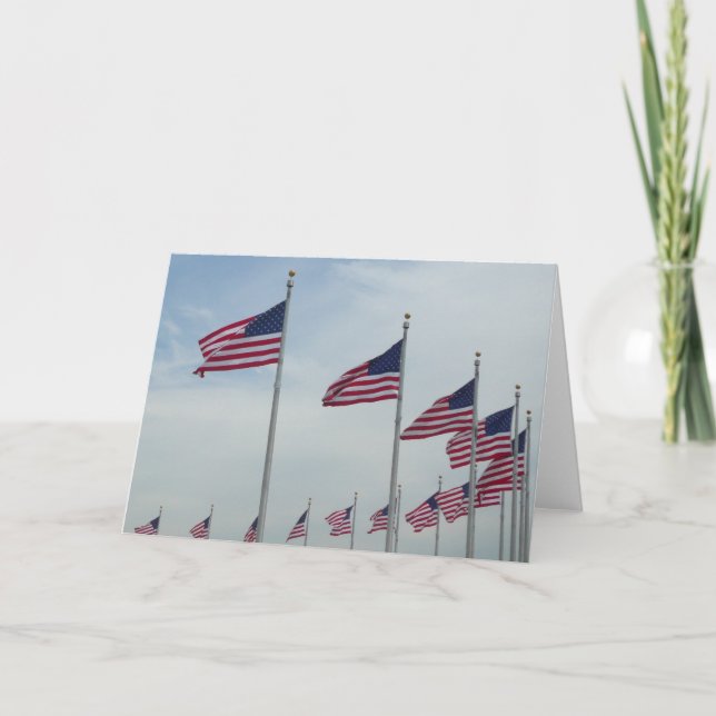 American Flags at the Washington Monument Card (Front)