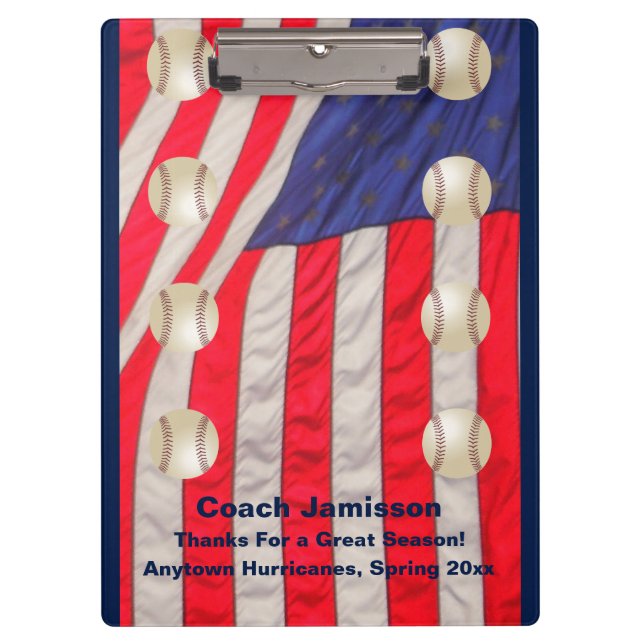 American Flags, Baseball Coach Clipboard (Front)