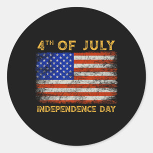 American Flags Happy 4th Of July Independence Day  Classic Round Sticker