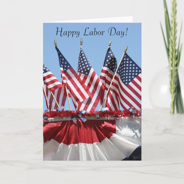 American Flags Labour Day Greeting Card (Front)