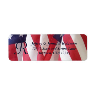 American Flags Name and Address Label Monogram