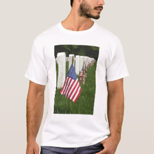 American flags on tombs of American Veterans on 2 T-Shirt