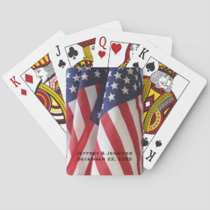 American Flags Personalized Name Patriotic  Playing Cards