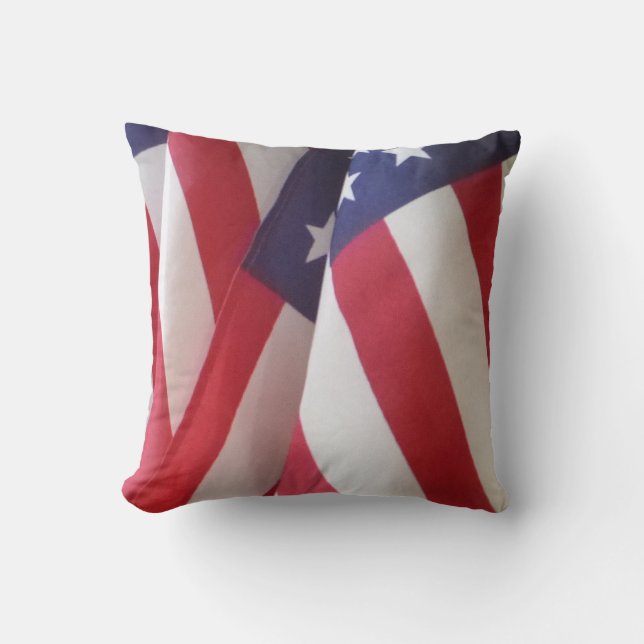 American Flags Red White Blue Square Throw Pillow (Front)