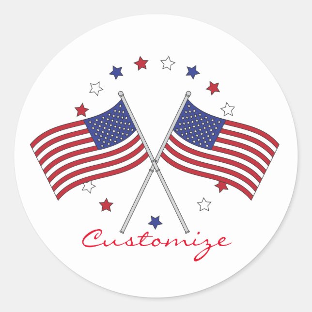 American Flags Thunder_Cove Patriotic 4th of July Classic Round Sticker (Front)